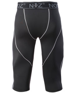 PEPEPEACOCK Men's Compression 3/4 Capri Pants Baselayer Legging Tights with Cool Dry Tech