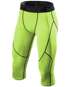 PEPEPEACOCK Men's Compression 3/4 Capri Pants Baselayer Legging Tights with Cool Dry Tech